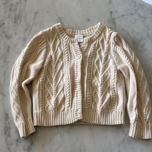 Hanna Andersson Cream Cable Knit Cardigan